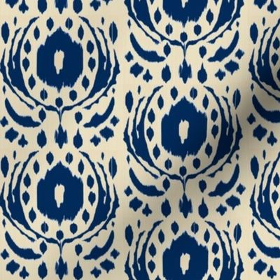 ikat flower - sand and navy