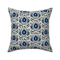 ikat flower - sand and navy