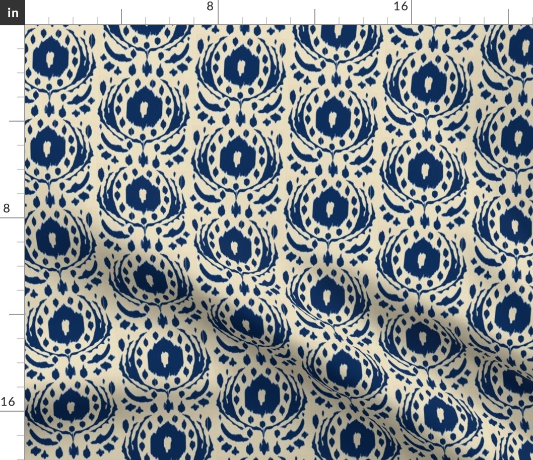 ikat flower - sand and navy