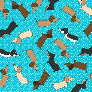 Dancing Dachshunds (Teal)