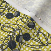 headphones on yellow