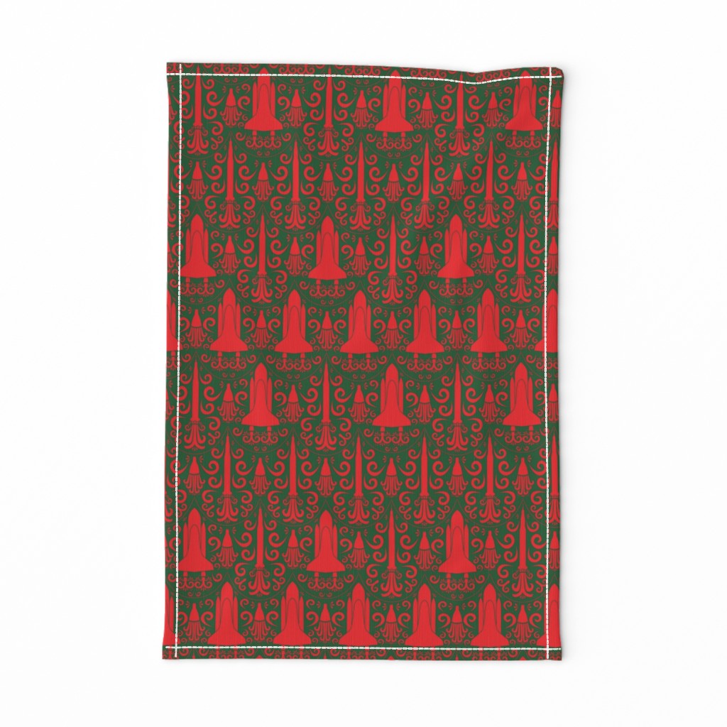 Rocket Science Damask (Red and Forest Green)