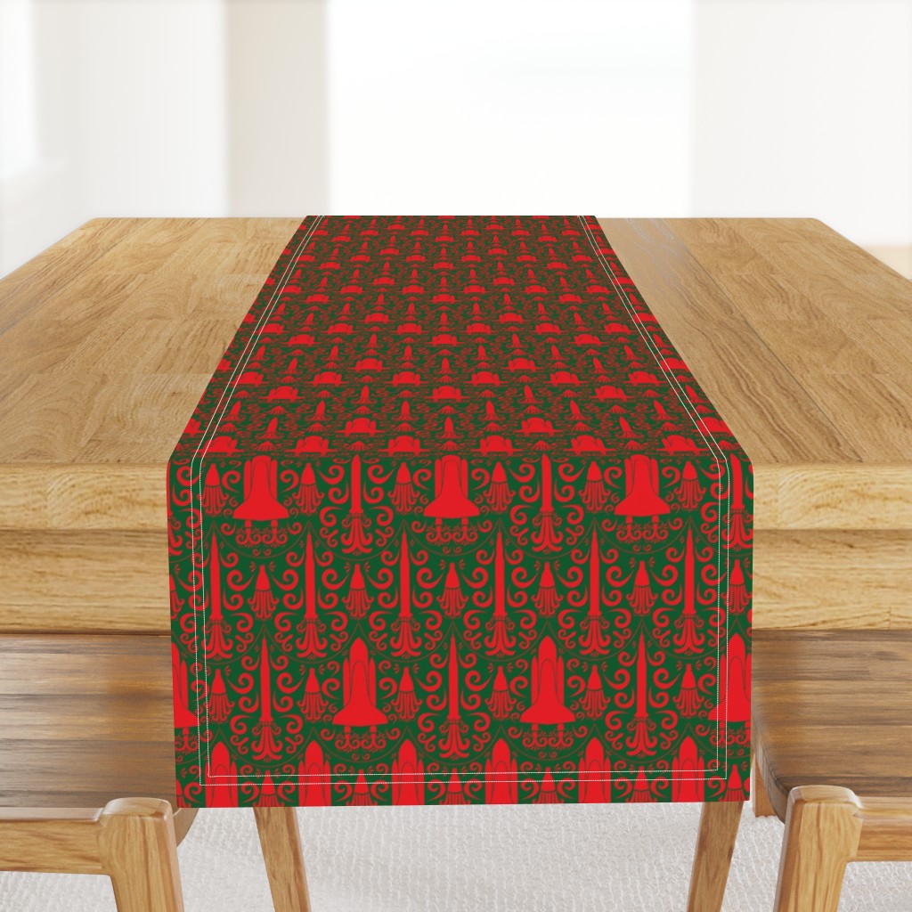 Rocket Science Damask (Red and Forest Green)