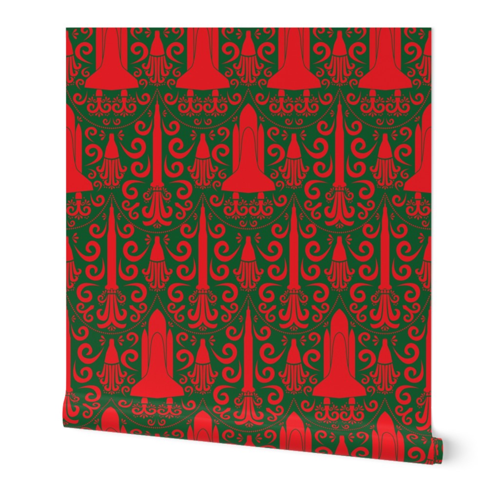 Rocket Science Damask (Red and Forest Green)