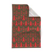 Rocket Science Damask (Red and Forest Green)