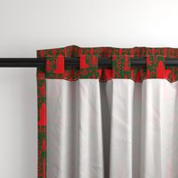 Rocket Science Damask (Red and Forest Green)