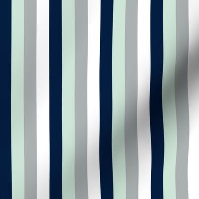 Vertical Stripes // Navy/Grey/Mint