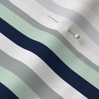 Vertical Stripes // Navy/Grey/Mint