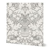 William Morris ~ St. JamesDamask ~ Black and White ~ COLOR YOUR OWN!