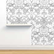 William Morris ~ St. JamesDamask ~ Black and White ~ COLOR YOUR OWN!