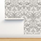 William Morris ~ St. JamesDamask ~ Black and White ~ COLOR YOUR OWN!