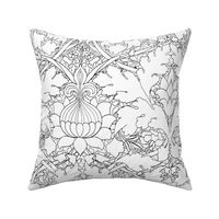 William Morris ~ St. JamesDamask ~ Black and White ~ COLOR YOUR OWN!