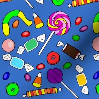 candy on blue background