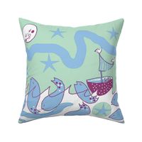 Whale Lullaby in Aqua(Large)