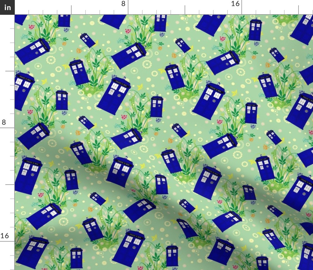 Police Box Green Floral 11