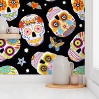 sugar skulls - black, small