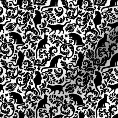 Tiny Scale / Cats In The Garden / Black Cats On White Background 