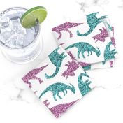 Dinos with glitter effect - pastel