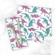 Dinos with glitter effect - pastel