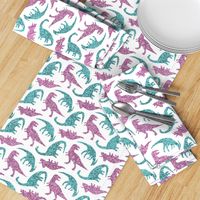 Dinos with glitter effect - pastel