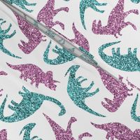 Dinos with glitter effect - pastel