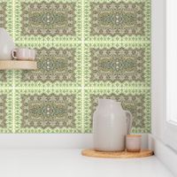 persian knot tea towel green