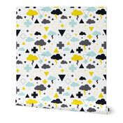 geometric pastel sleepy blue sky cloud geometric pattern