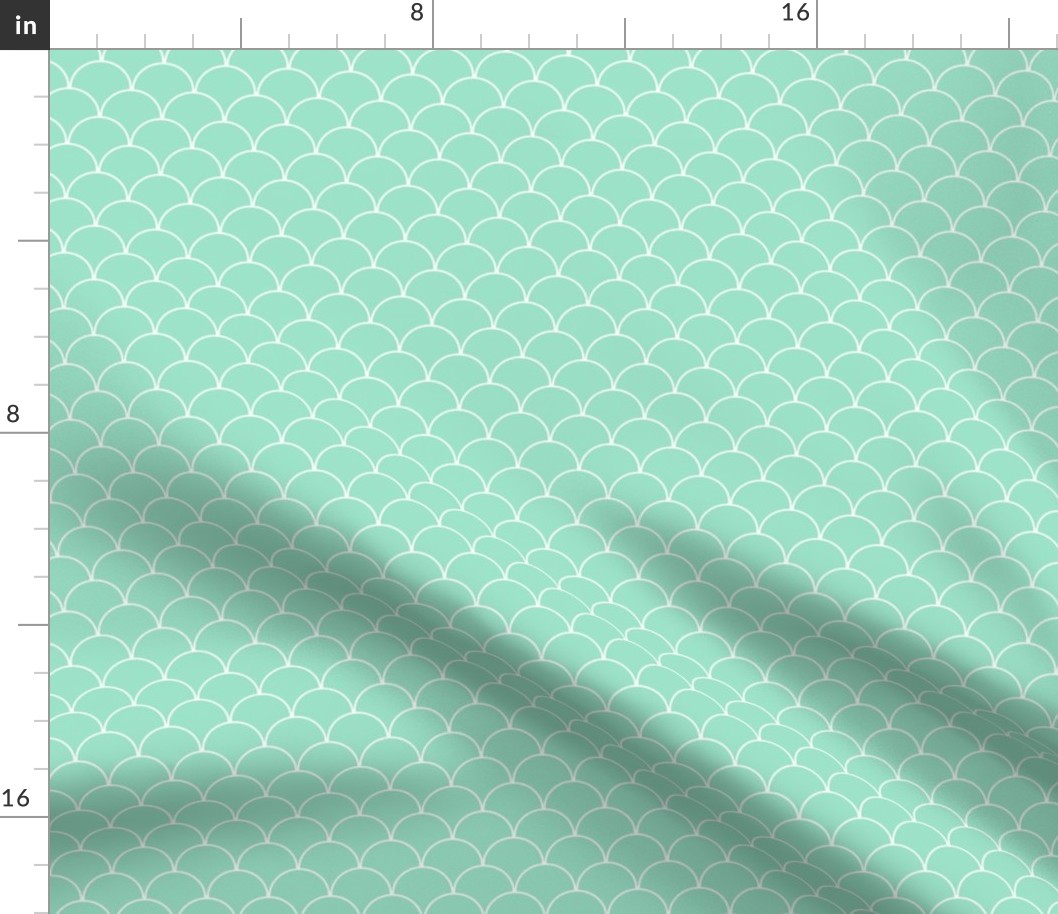 Mint and White Scallop Pattern 