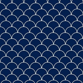 Navy Blue and White Scallop Pattern 