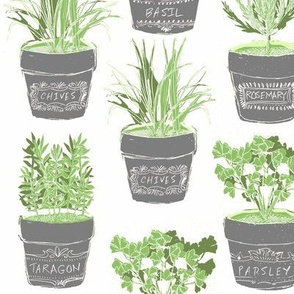 herbs in chalkboard pots
