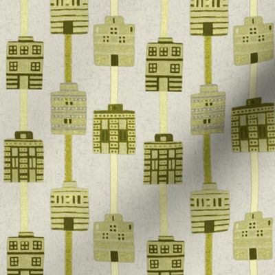 Yellow, olive, gray woven house stripes by Su_G_©SuSchaefer