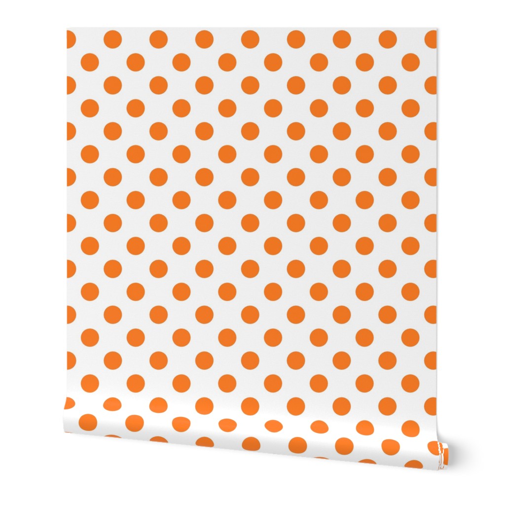 Orange fox polka dots on white