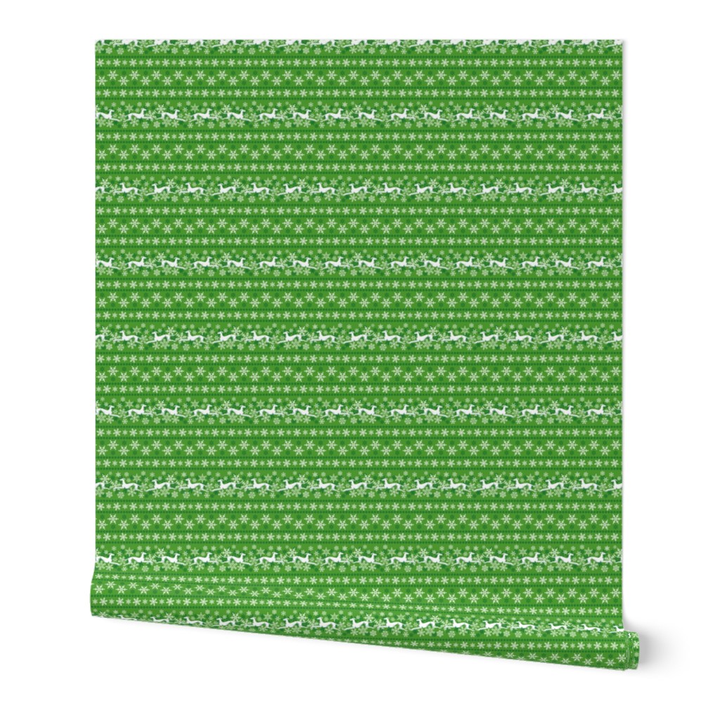 Green Snowflakes and Greyhounds Stripes - width - 