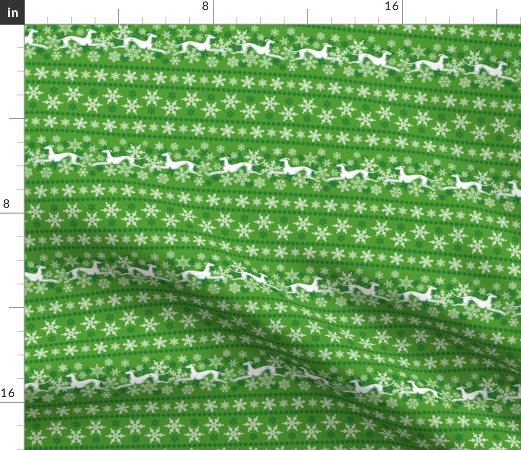 Green Snowflakes and Greyhounds Stripes - width - 