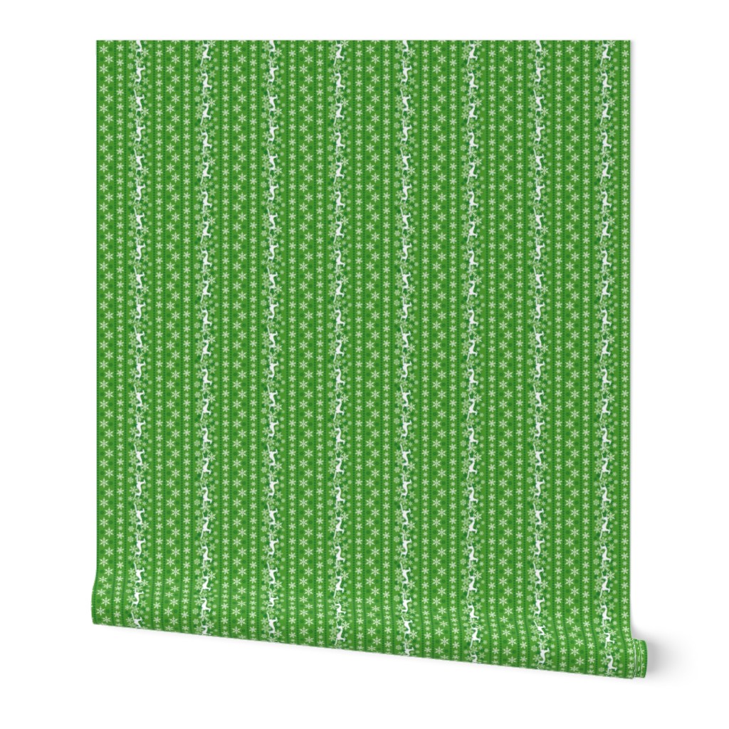 Green Snowflakes and Greyhounds Stripes - length - 