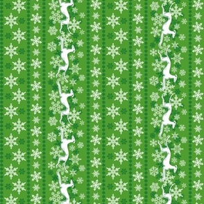 Green Snowflakes and Greyhounds Stripes - length - 