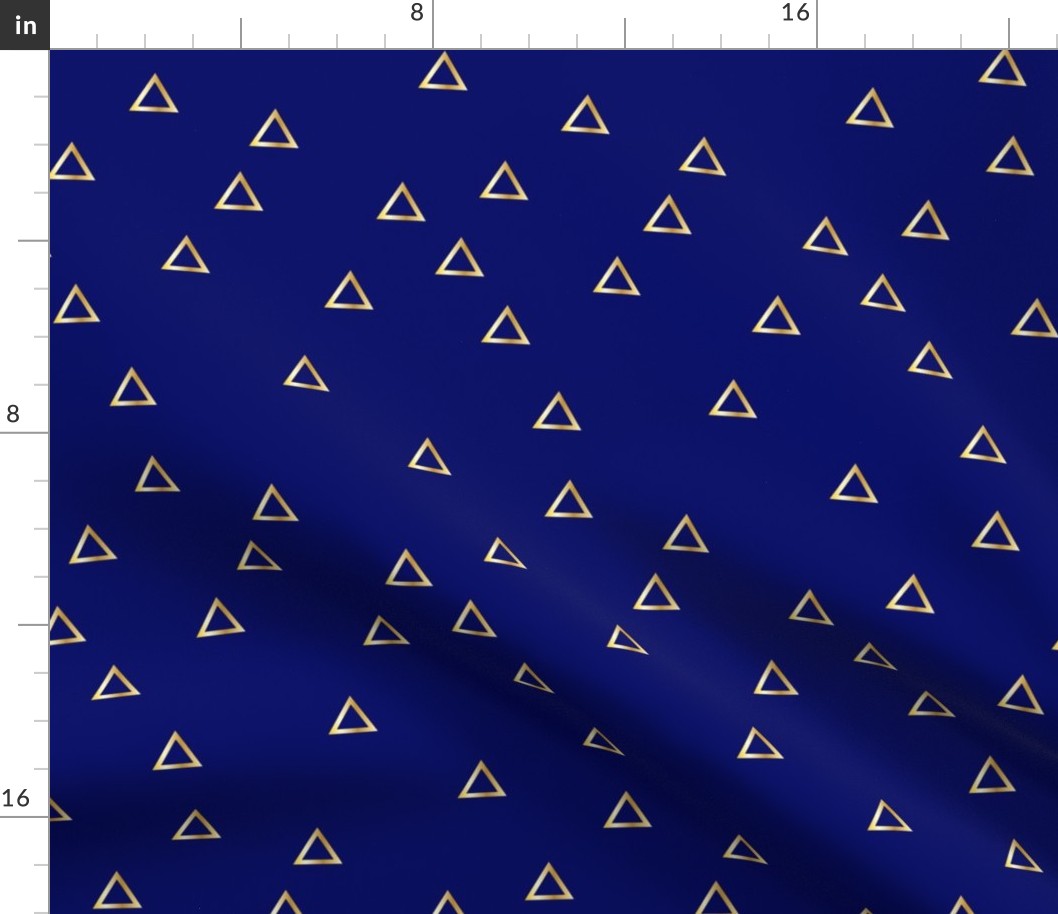 Pop Stripe Co-ordinates Triangles Navy Blue and Gold - small scale