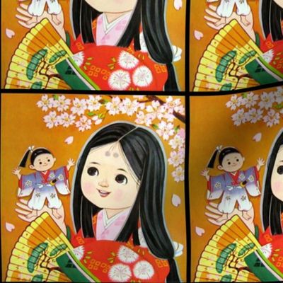 vintage kids traditional japanese oriental chinese dolls girls toddler children kimono geisha flowers princess cherry blossoms sakura ninja samurai