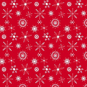 snowflakes small white on red