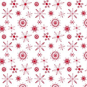 snowflakes small red on white