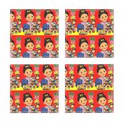 vintage kids traditional japanese oriental chinese girls children playing games wooden dolls cartoons comics anime manga