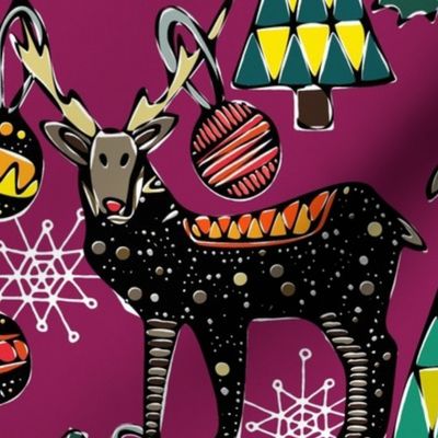 festive deer purple