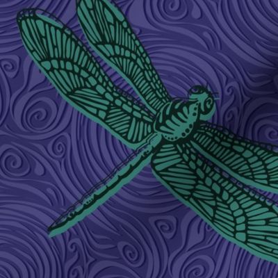 Dragonfly damselfly dragonfly - jade & purple