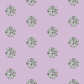 Silver Glitter Dots Beaucoup! on Lilac