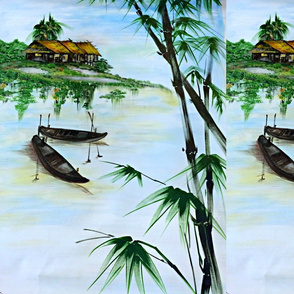 Mia house and fishing bamboo