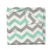 Bold Chevron in in Mint and Cashmere Linen