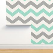 Bold Chevron in in Mint and Cashmere Linen