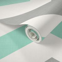 Bold Chevron in in Mint and Cashmere Linen