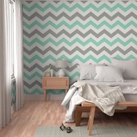 Bold Chevron in in Mint and Cashmere Linen