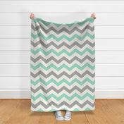 Bold Chevron in in Mint and Cashmere Linen